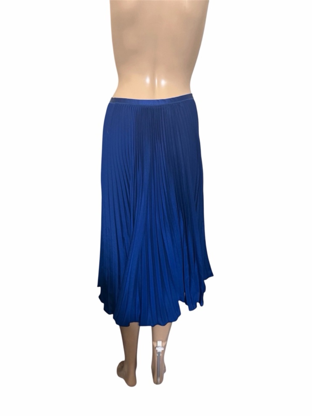 Polo Ralph Lauren blue Pleated Midi Skirt Flowy Elastic Waist Classic Minimalist - Picture 4 of 5